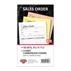 COSCO Sales Order Form Book With Slip, 3-Part Carbonless, 4-1/4" x 7-1/4", Artistic, 50 Sets