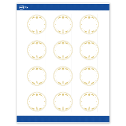 Avery® Printable Christmas Labels with Sure Feed® Technology, 94501, Round, 2", Matte White With Metallic Gold Christmas Trees Design, Pack Of 120