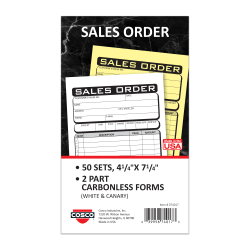 Cosco Sales Order Form Book Sets With Slips, 4-1/4" x 7-1/4", 2-Part Carbonless, Pack Of 50 Sets