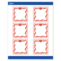 Avery® Printable Christmas Labels With Sure Feed® Technology, 94101, Square, 3" x 3", Matte White/Pink Border/Red & Gold Bow Design, 60-PK