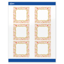 Avery® Printable Christmas Labels with Sure Feed® Technology, 94101, Square, 3" x 3", Glossy White With Pink & Metallic Gold Frame Design, Pack Of 60