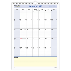 2025 AT-A-GLANCE® QuickNotes® Monthly Wall Calendar, 12" x 17", Traditional, January 2025 To December 2025, PM5228