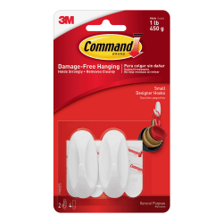 Command Designer Hooks, Small  1-Lb Capacity, Pack Of 2