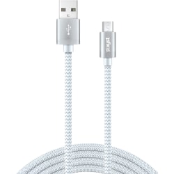XYST Charge and Sync USB to Micro USB Braided Cable, 10 Ft. (White) - 10 ft Micro-USB/USB Data Transfer Cable - XYSM10604B