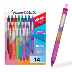 Paper Mate InkJoy 300RT Ballpoint Pens, Colorful Pens with Fashion Wraps, Retractable, Medium Point, Assorted Colors, 14 Count
