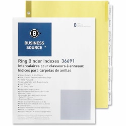 Business Source Insertable Tab Indexes - 8 Blank Tab(s) - 8.5" Dividerx 11" Divider - Letter - 3 Hole Punched - 36691