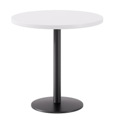 KFI Studios Proof Café Round Pedestal Table, 29"H x 30"W x 30"D, Designer White Top/Black Base