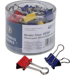Business Source Colored Fold-back Binder Clips, Small, 36 Per Pack, Assorted Colors