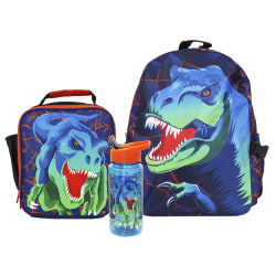 Office Depot® Brand School Backpack and Lunch Box Set With Water Bottle, Blue Dinosaur
