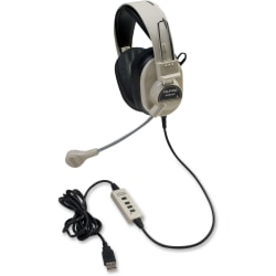 Califone 3066USB Deluxe Stereo Headset - Stereo - USB - Wired - 20 Hz - 20 kHz - Over-the-head - Binaural - Ear-cup - 7 ft Cable - Electret Microphone