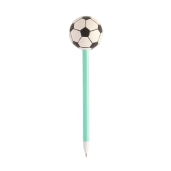 Office Depot® Brand Ballpoint Pen With Topper, Medium Point, 0.7 mm, Teal Barrel, Black Ink, Soccer Ball