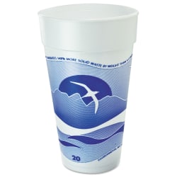 Dart® Horizon Hot/Cold Foam Drinking Cups, 20 Oz, Blueberry/White, Bag Of 25 Cups, Carton Of 20 Bags