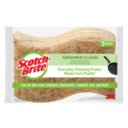 Scotch-Brite™ Greener Clean Natural Fiber Non-Scratch Scrub Sponge, Pack Of 3
