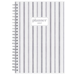 2027 Blue Sky Linen Stripe Gray Weekly/Monthly Planning Calendar, 5x8, 0%, Clear PET, Jan-Dec, RY27