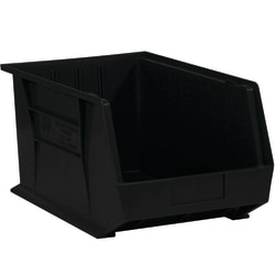 Partners Brand Plastic Stack & Hang Bin Boxes, Small Size, 5 3/8" x 4 1/8" x 3", Black, Pack Of 24