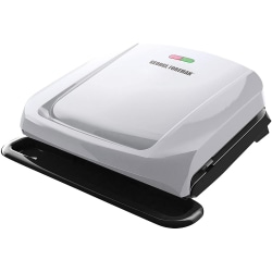 George Foreman 4 Serving Electric Indoor Grill And Panini Press, 6"H x 12"W x 12"D, Silver