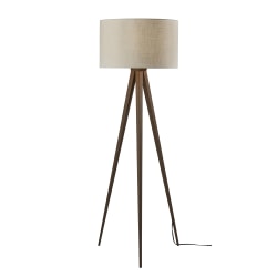 Adesso® Director Floor Lamp, 62-1/4"H, Off-White Shade/Rosewood Base