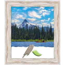 Amanti Art Rectangular Wood Picture Frame, 25" x 29", Matted For 20" x 24", Alexandria White Wash