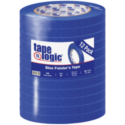 Tape Logic® 3000 Painter's Tape, 3" Core, 0.5" x 180', Blue, Case Of 12