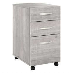 Bush® Business Furniture Hybrid 3-Drawer Mobile File Cabinet, Platinum Gray, Standard Delivery