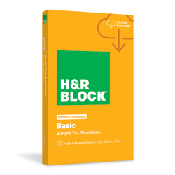 H & R Block Basic 2023 Tax Software, For PC/Mac, Product Key/Download