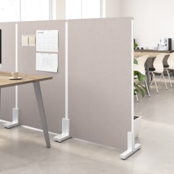 WorkPro® Motiva Freestanding Privacy Screen, 54-7/8"H x 34-1/8"W x 15"D, Warm Beige, Standard Delivery