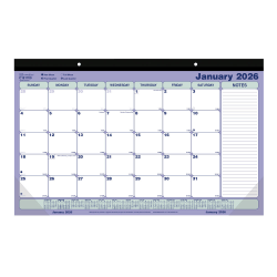 2026 Brownline® Monthly Desk Pad Calendar, 17-3/4" x 10-7/8", Blue/White, January To December, C181700