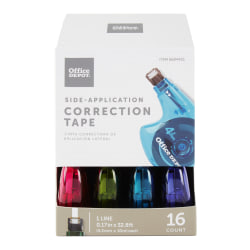 Office Depot® Brand Side-Application Correction Tape, 1 Line x 392", Pack Of 16 Cartridges