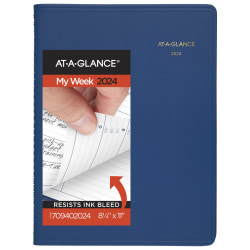 2024 AT-A-GLANCE® Fashion Weekly Appointment Book Planner, 8-1/4" x 11", Blue, January To December 2024, 7094020