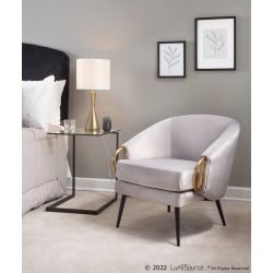 LumiSource Claire Velvet/Steel Accent Chair, Silver/Black/Gold