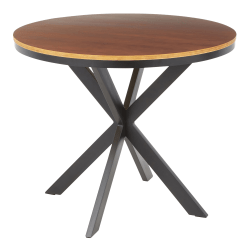 LumiSource X Pedestal Dinette Table, 30"H x 36"W x 36"D, Walnut/Black