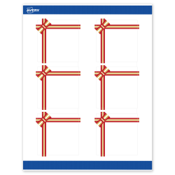 Avery® Printable Christmas Labels with Sure Feed® Technology, 94101, Square, 3" x 3", Matte White With Red & Metallic Gold Gift Bow Design, Pack Of 60