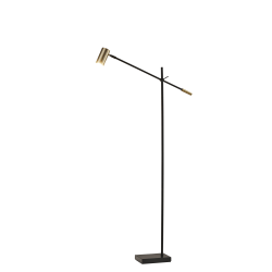 Adesso® Collette LED Floor Lamp, 63"H, Antique Brass Shade/Black Base