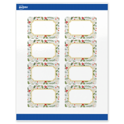 Avery® Printable Christmas Address Labels With Sure Feed® Technology, 94237, Rectangle, 2" x 3", Glossy White/Blue Border Metallic Gold Frame, 80-PK