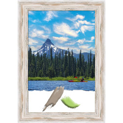 Amanti Art Rectangular Wood Picture Frame, 25" x 35", Matted For 20" x 30", Alexandria White Wash