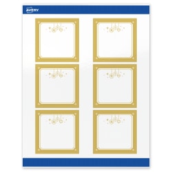 Avery® Printable Christmas Address Labels With Sure Feed® Technology, 94101, Square, 3" x 3", Glossy White/Metallic Gold Hanging Ornaments, 60-PK