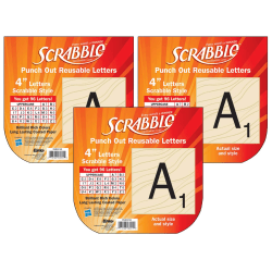Eureka® Reusable Paper Punch-Out Deco Letters, 4", Scrabble™, Set Of 3 Packs