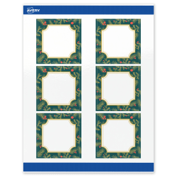 Avery® Printable Christmas Address Labels With Sure Feed® Technology, 94101, Square, 3" x 3", Glossy White/Teal & Metallic Gold Frame, 60-PK