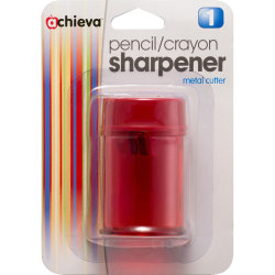 Officemate Double Barrel Pencil/Crayon Sharpener, 2 Hole(s), 2.1"H x 1.4"W x 1.4"D, Translucent Red, 8 / Box