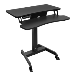 Mount-It! MI-7982 Electric Height-Adjustable Standing Mobile Workstation, 28"H x 35"W x 5-1/4"D, Black