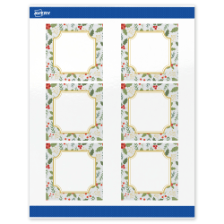 Avery® Printable Christmas Address Labels With Sure Feed® Technology, 94101, Square, 3" x 3", Glossy White/Blue Border Metallic Gold Frame, 60-PK
