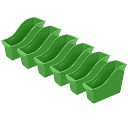 Storex Small Book Bins, 8-1/2"H x 4-1/2"W x 11-3/4"D, Green, Pack Of 6 Bins