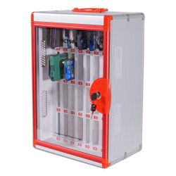 Victor® Aluminum Classroom Cell Phone Locker, 20-3/4"H x 12-7/16"W x 8-1/2"D, White/Red