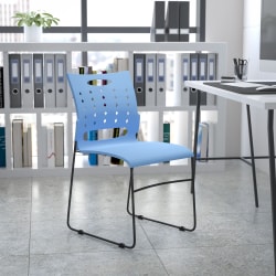 Flash Furniture Sled-Base Stacking Chair With Handle And Air-Vent Back, Blue/Black