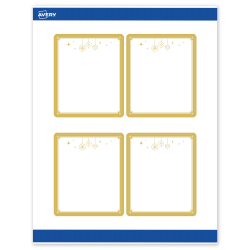 Avery® Printable Christmas Labels With Sure Feed® Technology, 94223, Rectangle, 4" x 3-1/3", Matte White/Gold Hanging Ornaments Design, 40-PK
