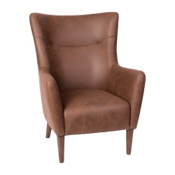 Flash Furniture Connor Traditional Wingback Accent Chair, Commercial Grade Faux Leather Upholstery and Wooden Frame and Legs, Dark Brown