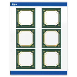 Avery® Printable Christmas Address Labels With Sure Feed® Technology, 94101, Square, 3" x 3", Glossy White/Green & Metallic Gold Border, 60-PK