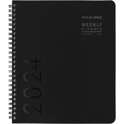 2024 AT-A-GLANCE® Contemporary Lite Weekly/Monthly Planner, 7" x 8-3/4", Black, January To December 2024, 7054XL05