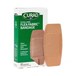 Curad Flex-Fabric Bandages, 1" x 3", Beige, Box Of 10 Bandages, Pack Of 24 Boxes