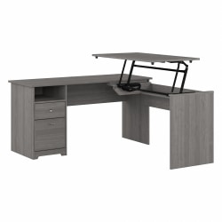 Bush® Furniture Cabot 3-Position Sit-To-Stand Height-Adjustable L-Shaped Desk, 60"W, Modern Gray, Standard Delivery